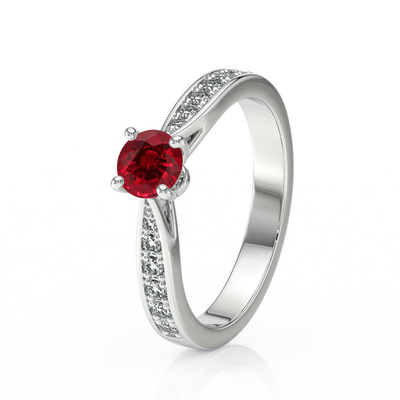 Solitaire accompagné rubis et diamant Pluie d’étoiles - 15