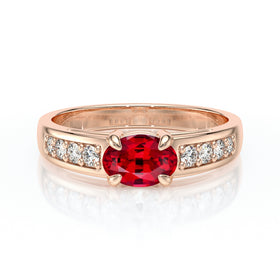 Solitaire accompagné rubis et diamant Pluie d’étoiles - 16