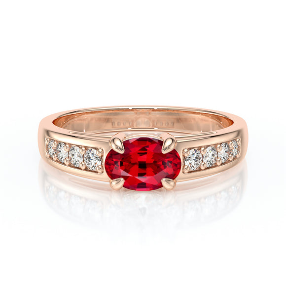 Solitaire accompagné rubis et diamant Pluie d’étoiles - 16