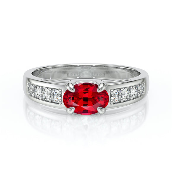 Solitaire accompagné rubis et diamant Pluie d’étoiles - 16