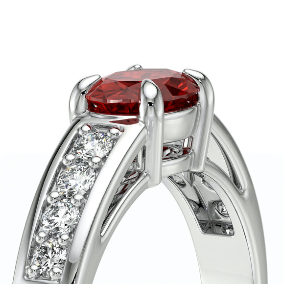 Solitaire accompagné rubis et diamant Pluie d’étoiles - 16