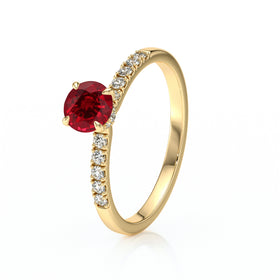 Solitaire accompagné rubis et diamant Pluie d’étoiles - 17