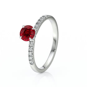 Solitaire accompagné rubis et diamant Pluie d’étoiles - 17
