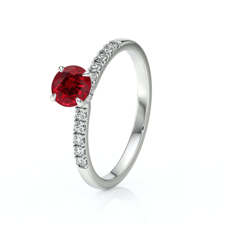 Solitaire accompagné rubis et diamant Pluie d’étoiles - 17