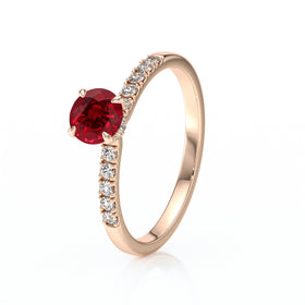 Solitaire accompagné rubis et diamant Pluie d’étoiles - 17