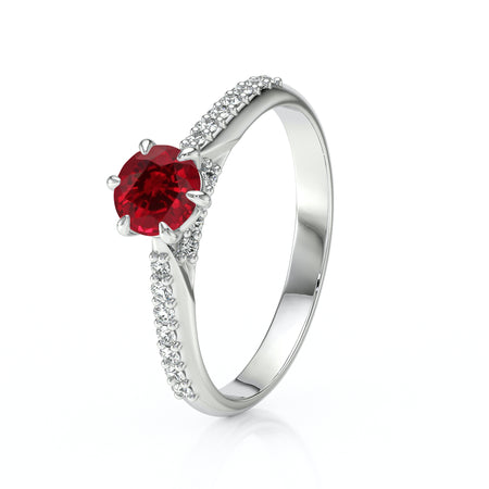 Solitaire accompagné rubis diamant Pluie d’étoiles - 18