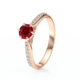 Solitaire accompagné rubis diamant Pluie d’étoiles - 18