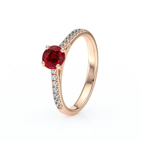 Solitaire accompagné rubis et diamant Pluie d’étoiles - 19