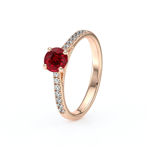 Solitaire accompagné rubis et diamant Pluie d’étoiles - 19