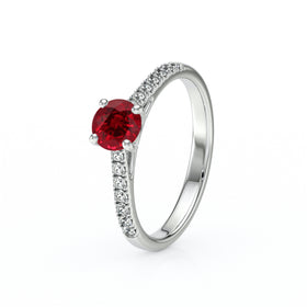 Solitaire accompagné rubis et diamant Pluie d’étoiles - 19