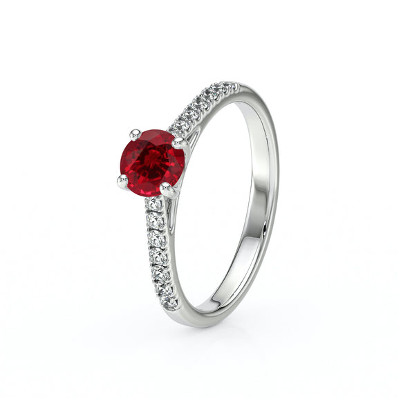 Solitaire accompagné rubis et diamant Pluie d’étoiles - 19