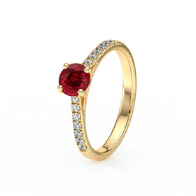 Solitaire accompagné rubis et diamant Pluie d’étoiles - 19