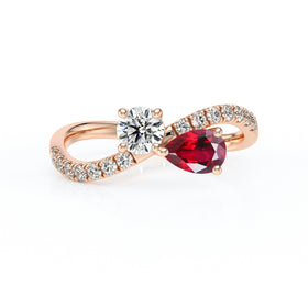 Solitaire accompagné rubis et diamant Toi et Moi - 2