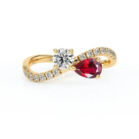 Solitaire accompagné rubis et diamant Toi et Moi - 2
