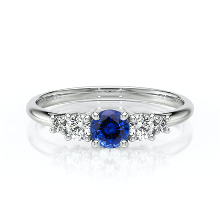 Solitaire accompagné saphir et diamant Coucher de Soleil - 7