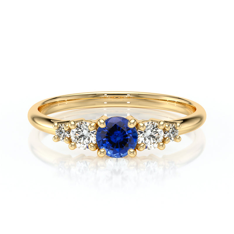 Solitaire accompagné saphir et diamant Coucher de Soleil - 7