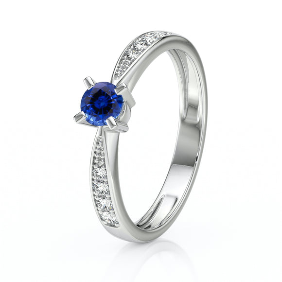 Solitaire accompagné saphir et diamant Destinée - 1
