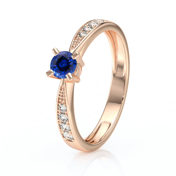 Solitaire accompagné saphir et diamant Destinée - 1