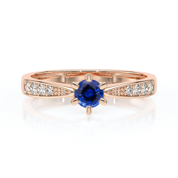 Solitaire accompagné saphir et diamant Destinée - 2