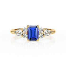 Solitaire accompagné saphir diamant Divine Idylle - 10