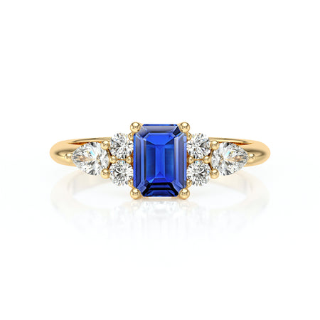 Solitaire accompagné saphir diamant Divine Idylle - 10