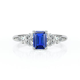 Solitaire accompagné saphir diamant Divine Idylle - 10
