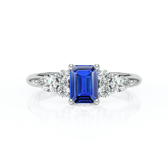 Solitaire accompagné saphir diamant Divine Idylle - 10
