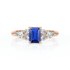 Solitaire accompagné saphir diamant Divine Idylle - 10