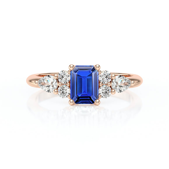 Solitaire accompagné saphir diamant Divine Idylle - 10
