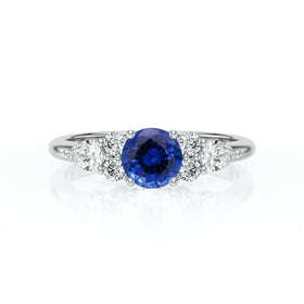 Solitaire accompagné saphir diamant Divine Idylle - 13