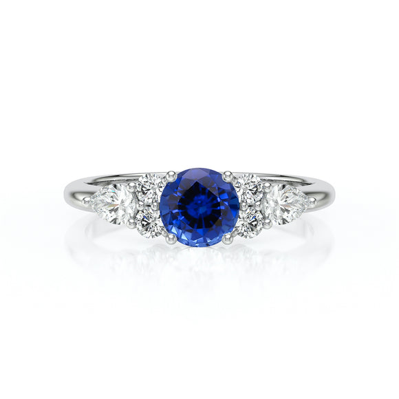 Solitaire accompagné saphir diamant Divine Idylle - 13