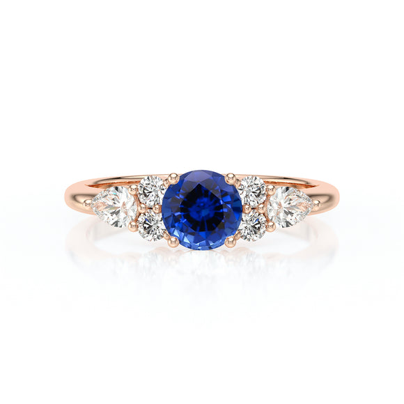Solitaire accompagné saphir diamant Divine Idylle - 13