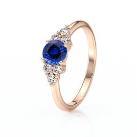 Solitaire accompagné saphir diamant Divine Idylle - 14