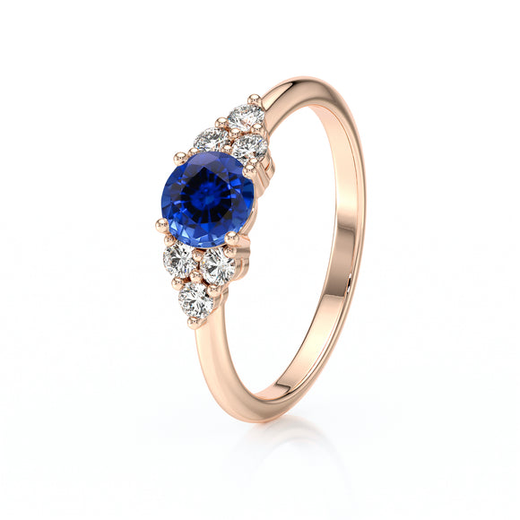 Solitaire accompagné saphir diamant Divine Idylle - 14