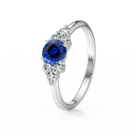 Solitaire accompagné saphir diamant Divine Idylle - 14