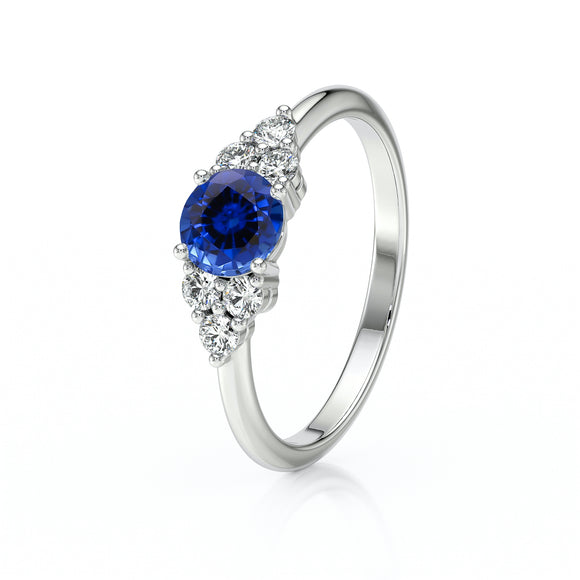 Solitaire accompagné saphir diamant Divine Idylle - 14