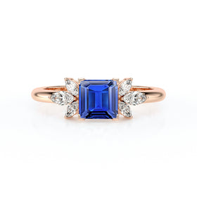 Solitaire accompagné saphir diamant Divine Idylle - 15