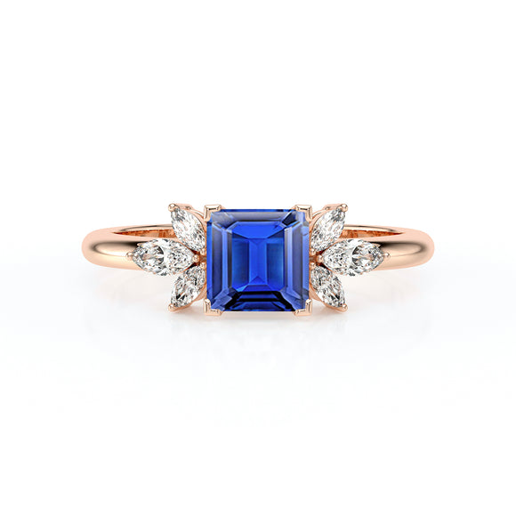 Solitaire accompagné saphir diamant Divine Idylle - 15