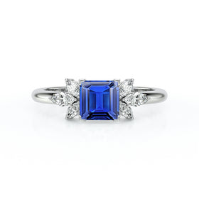 Solitaire accompagné saphir diamant Divine Idylle - 15