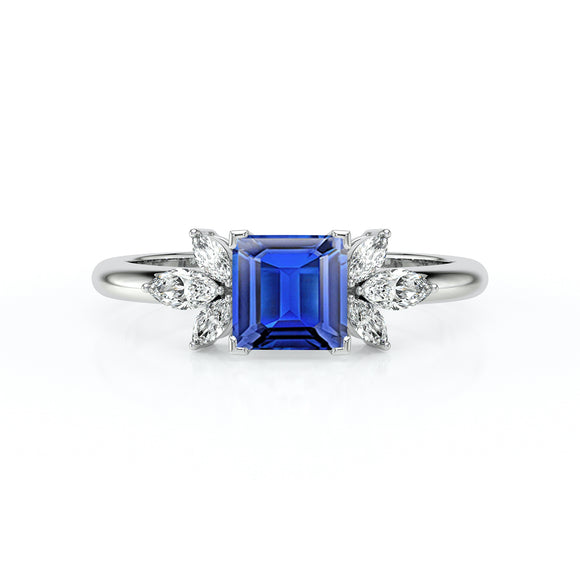 Solitaire accompagné saphir diamant Divine Idylle - 15