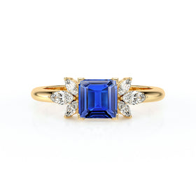 Solitaire accompagné saphir diamant Divine Idylle - 15
