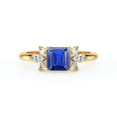 Solitaire accompagné saphir diamant Divine Idylle - 15