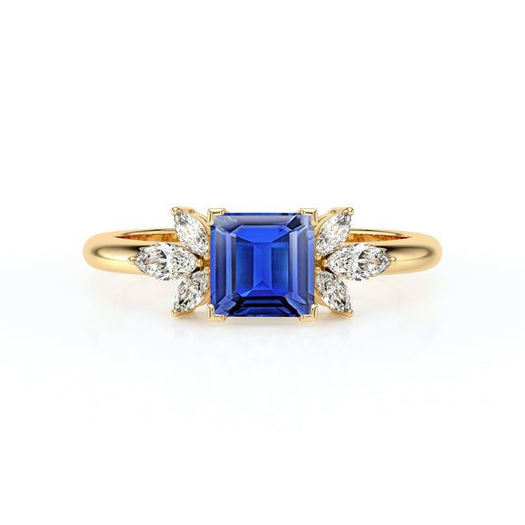 Solitaire accompagné saphir diamant Divine Idylle - 15