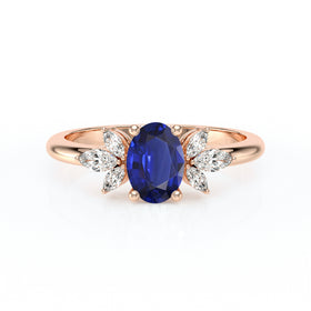 Solitaire accompagné saphir diamant Divine Idylle - 16