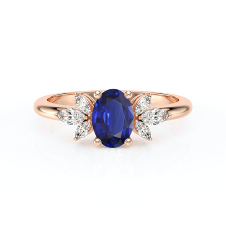 Solitaire accompagné saphir diamant Divine Idylle - 16