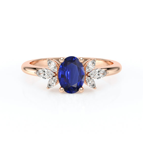 Solitaire accompagné saphir diamant Divine Idylle - 16