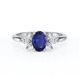 Solitaire accompagné saphir diamant Divine Idylle - 16