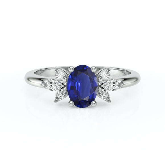 Solitaire accompagné saphir diamant Divine Idylle - 16