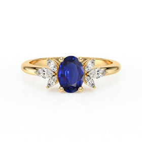 Solitaire accompagné saphir diamant Divine Idylle - 16