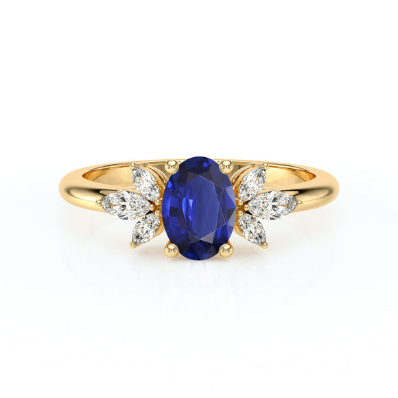 Solitaire accompagné saphir diamant Divine Idylle - 16